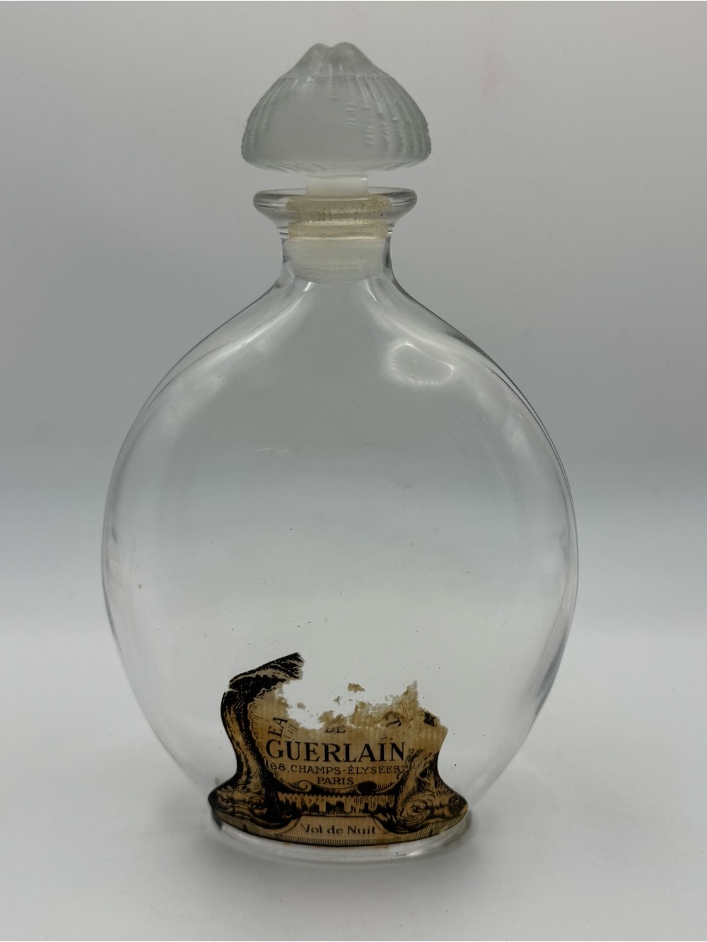 Vintage Guerlain Vol de Nuit Perfume Bottle Frosted Stopper Empty Display France